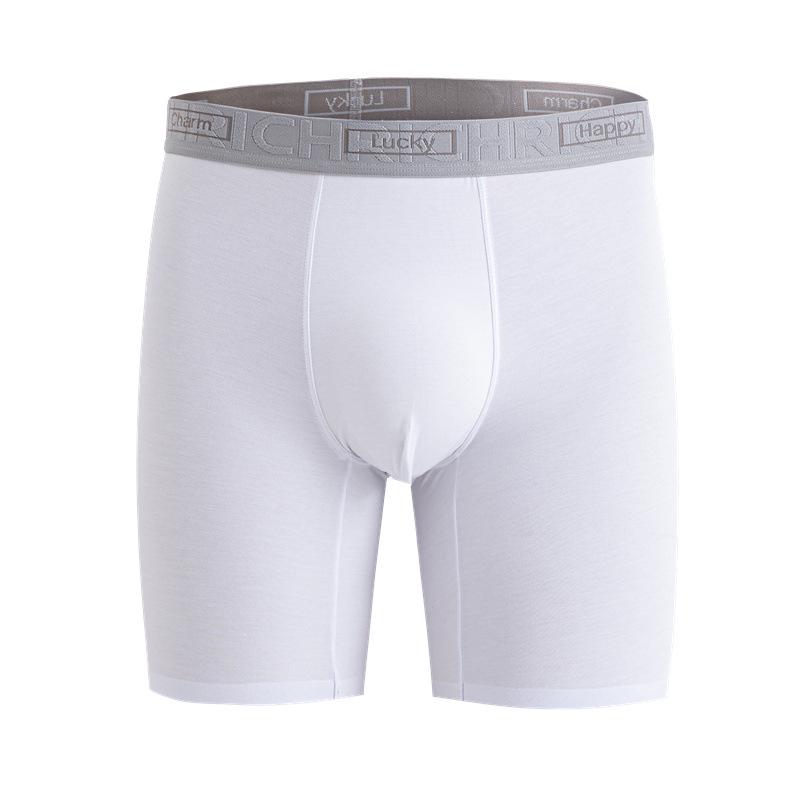 Men's Seamless Mid-Waist Modal Boxer Briefs: Extended Length, Anti-Chafe, Anti-Slip, Antibacterial.