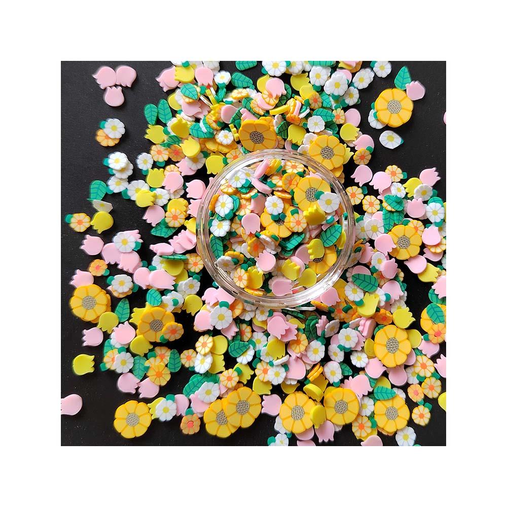 Flower Clay Slices Mixed Flower Non Edible Sprinkle Spring Themed Polymer Clay Sprinkles for Nail Art Supplies, Shaker and Slime