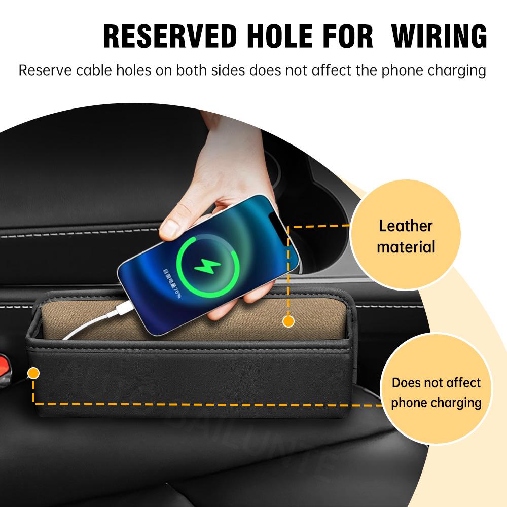 For Ford Edge Focus Kuga C-MAX Mustang Explorer Bronco Expedition Everest Car Seat Gap Organizer Storage Box Leather Accessories