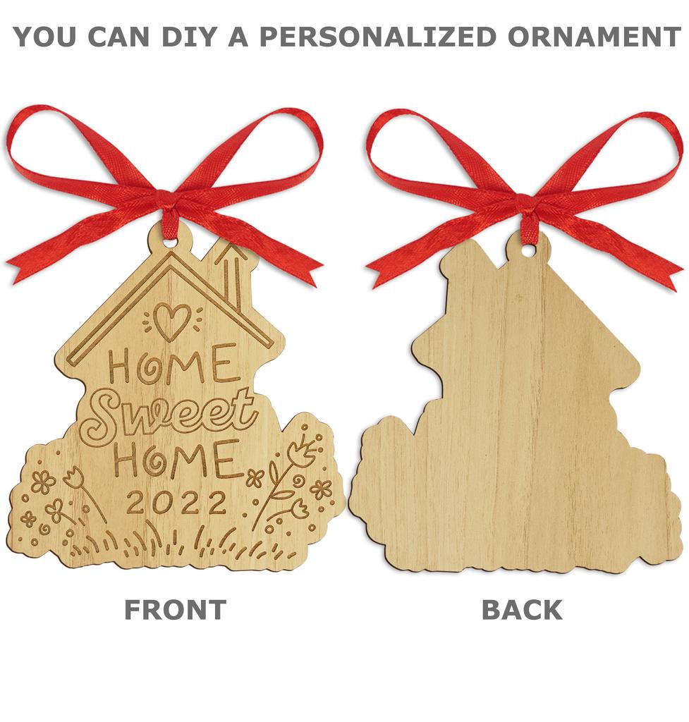 Darling Souvenir Made With Love Home Sweet Home Personalized Wood Ornament Housewarming Gift Christmas Tree Decoration Pack of