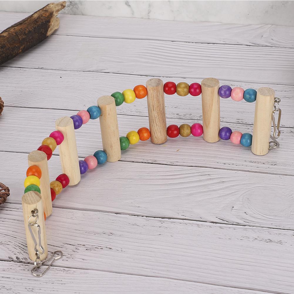 Wood Pet Parrot Suspension Bridge Climbing Toy Bending Freely Playing Supply6x30cm