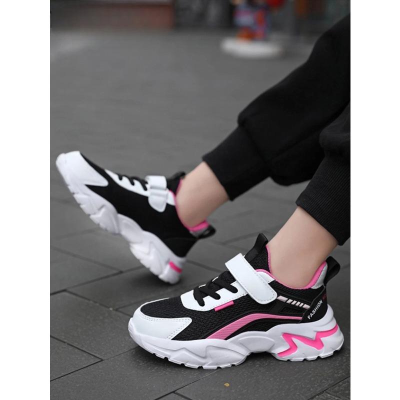 Children's Casual Pink Girls' Mesh Breathable Shoes, Fashionable Lightweight Running Shoes Teenagers Aged 7-15, Children's Sports Shoes for Girls