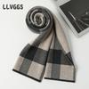 Pure wool men's plaid scarf blue 2025 people thickened to keep warm autumn and winter business leisure scarf tide