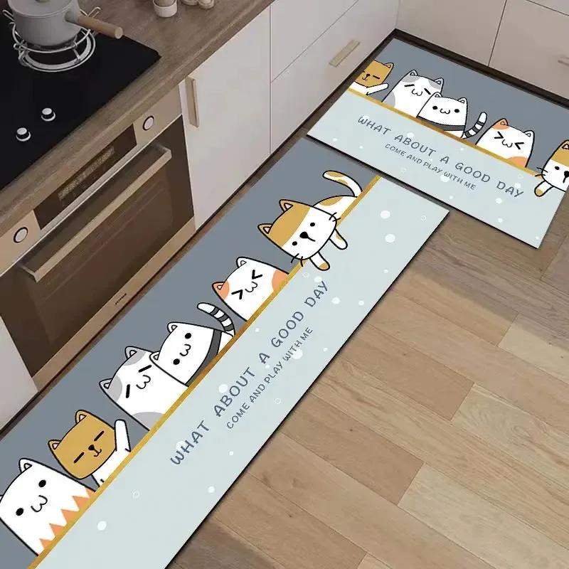 Non-slip PVC Kitchen Floor Mat Waterproof Cartoon Rug Home Decoration Foot Mats Alfombra De Cocina