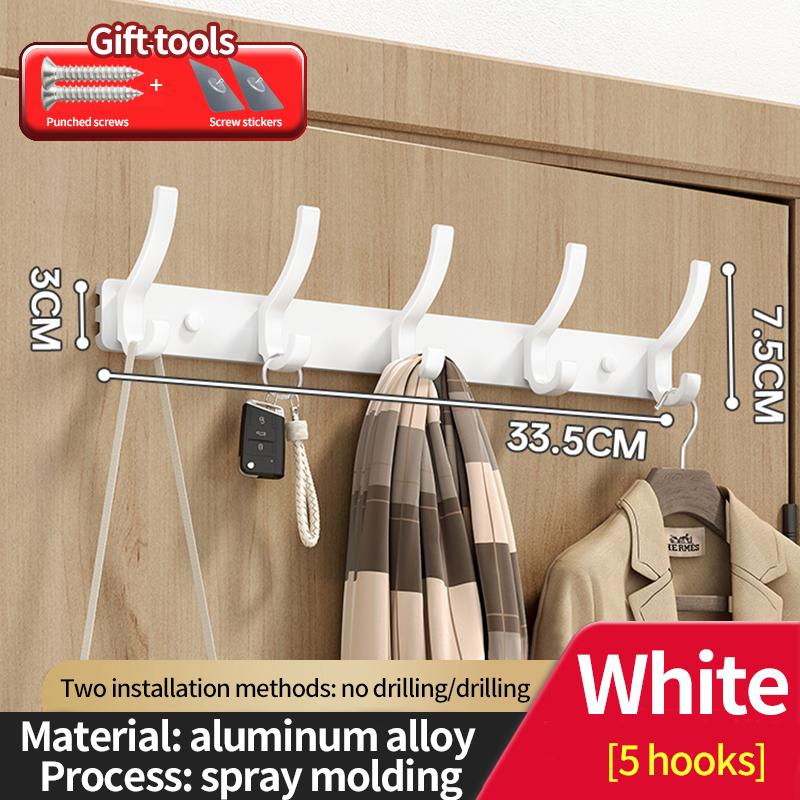 No Drill Holes One Row Hangers Kitchen Towels Clothes Hats Toilet Towel Rack Storage Wall Mounted Door Back Rod Hook