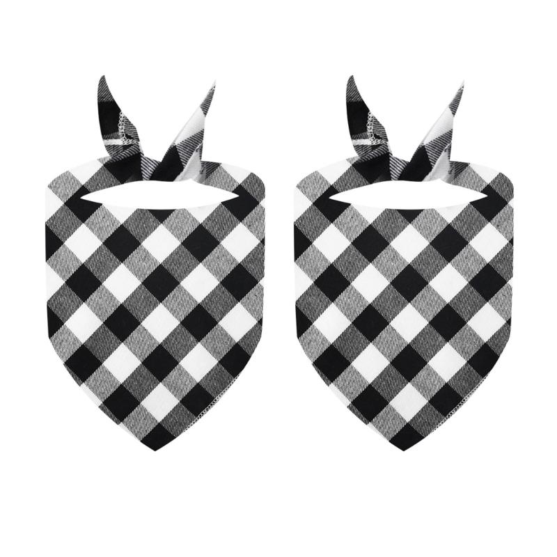 Dogs Checkered Scarf Pet Plaids Neckerchief Holiday Bandana Party Accessories