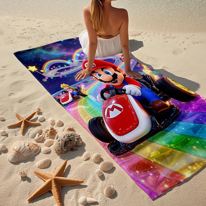 Ultra-Soft Beach Towel with Mario Theme,Ideal for Pool - Camping, Diving - Perfect Travel Essential, Vibrant Beach Towel.