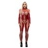 Damen Halloween Langarm Digitaldruck Slim Jumpsuit Bodysuit Cosplay Kostüm