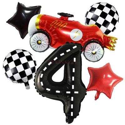 New Lightning Racing Cartoon Theme 40 Inch Black And White Stripe Digital Balloon Package For Children'S Birthday Party