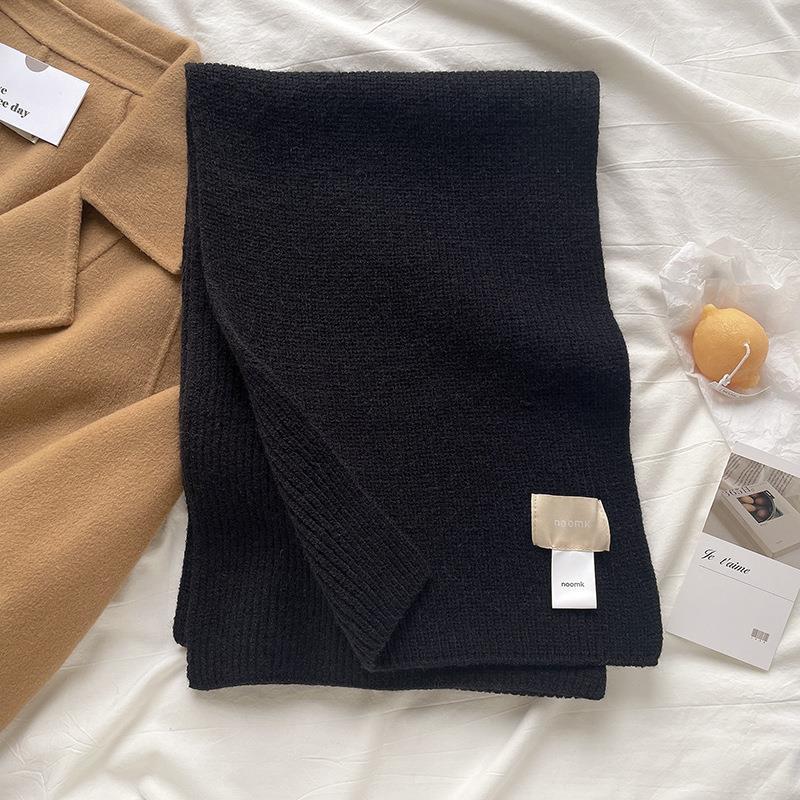 Autumn and Winter New Mars Green/knitted Long Scarf Solid Color Wool Warm Scarf