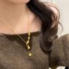 New Chinese Style Golden Gourd Pendant with Tassel, Lucky Character, Collarbone Chain, Best Friend Gift