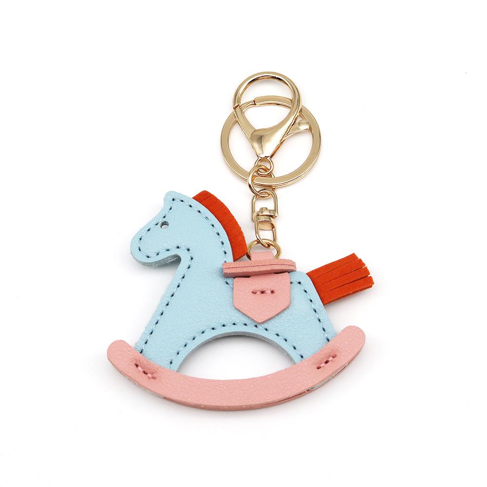 

Милый брелок для сумки и подвеска для автомобиля в виде качалки-лошадки из кожи ручной работы