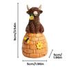 Highland Cow Holding Cute Animal Statue Cute Collectible Figurines Cow Decor Resin Cow Figurine Ornaments Decoration