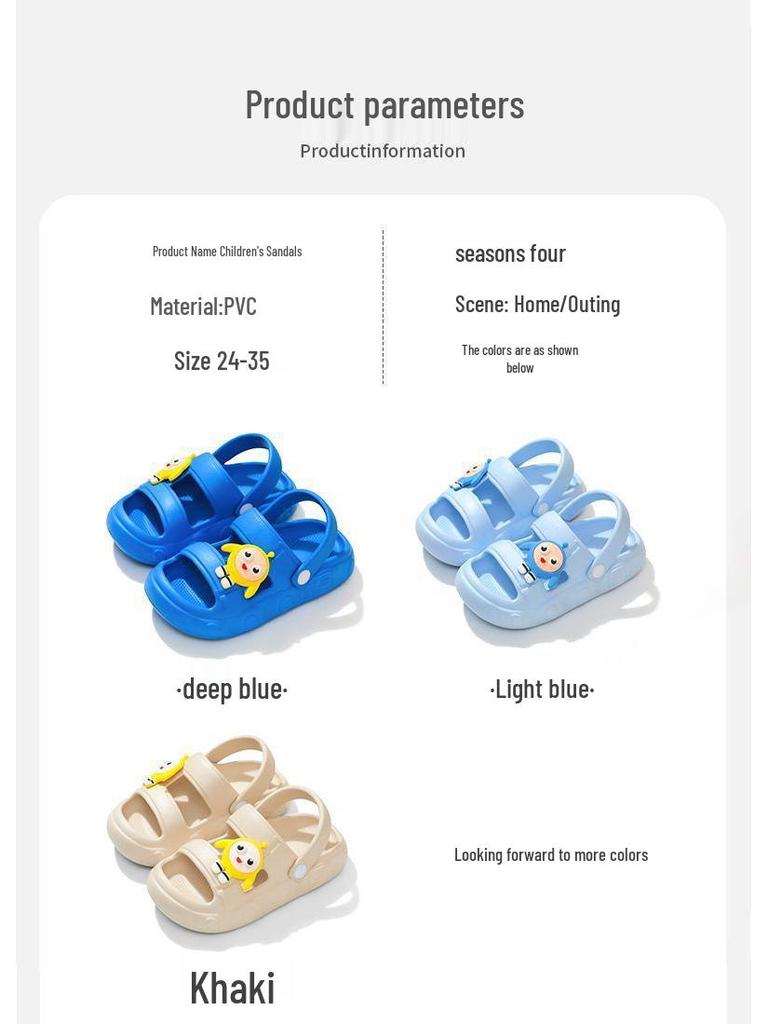 Panda Boys' 2026 Summer Toe Protection Sandals - Soft Sole Casual Beach Shoes for Small and Medium Children