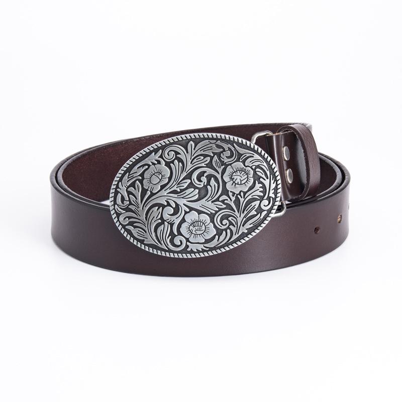 Lycoris Radiata Gentlemen's Leather Waistband - Whole Piece Cowhide Trousers Belt