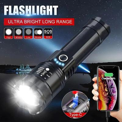 1/2/3PCS Powerful LED Flashlight USB Rechargeable High Power Torch Ultra Flashlight With Power Display for Outdoor