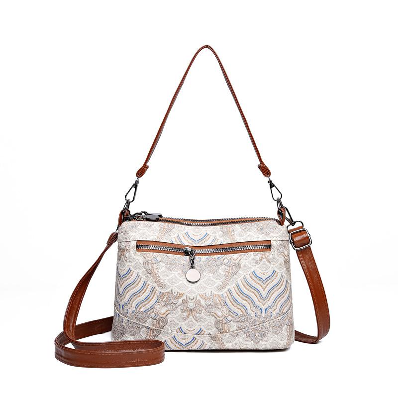 

New Chinese fashion simple shoulder bag messenger bag бежевий