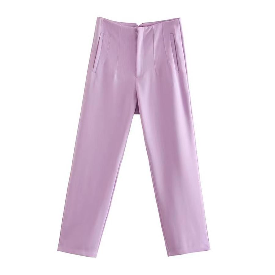 

New Slim Fit Stretch Pleated Straight Leg Casual Pants Women s Trousers XL світло-фіолетового кольору