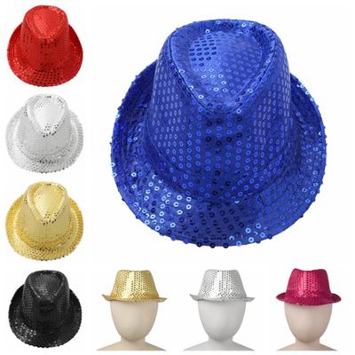 Kinder Jungen Mädchen Pailletten Fedora Hut Hip Hop Jazz Latin Street Dance tragen Kostüm Kappe Party Bühne Leistung