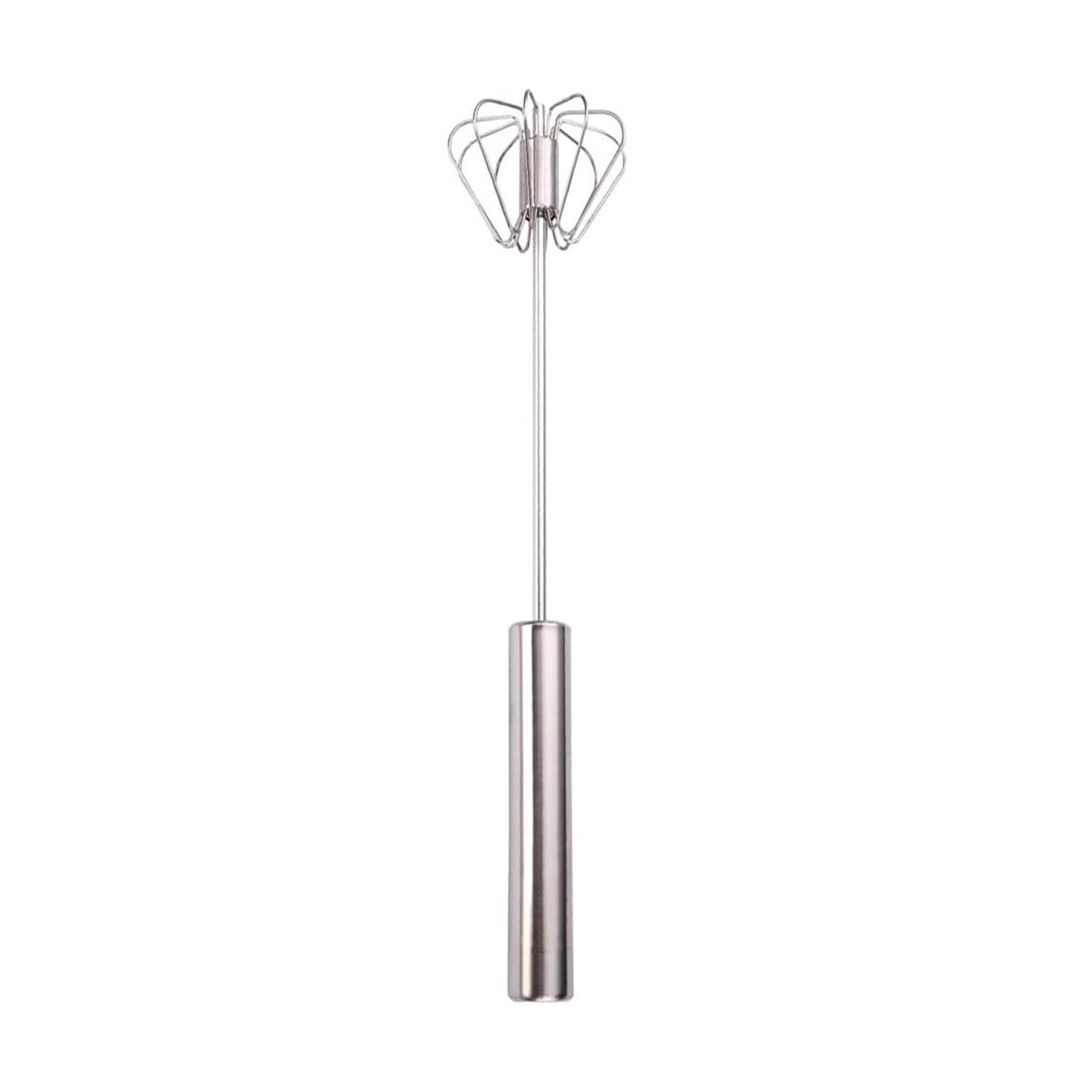 

New Stainless Steel Egg Beater, Semi-automatic And Manual Push-type Rotary Mixer, Used For Mixing, Beating, Whipping And Stirring. S срібний