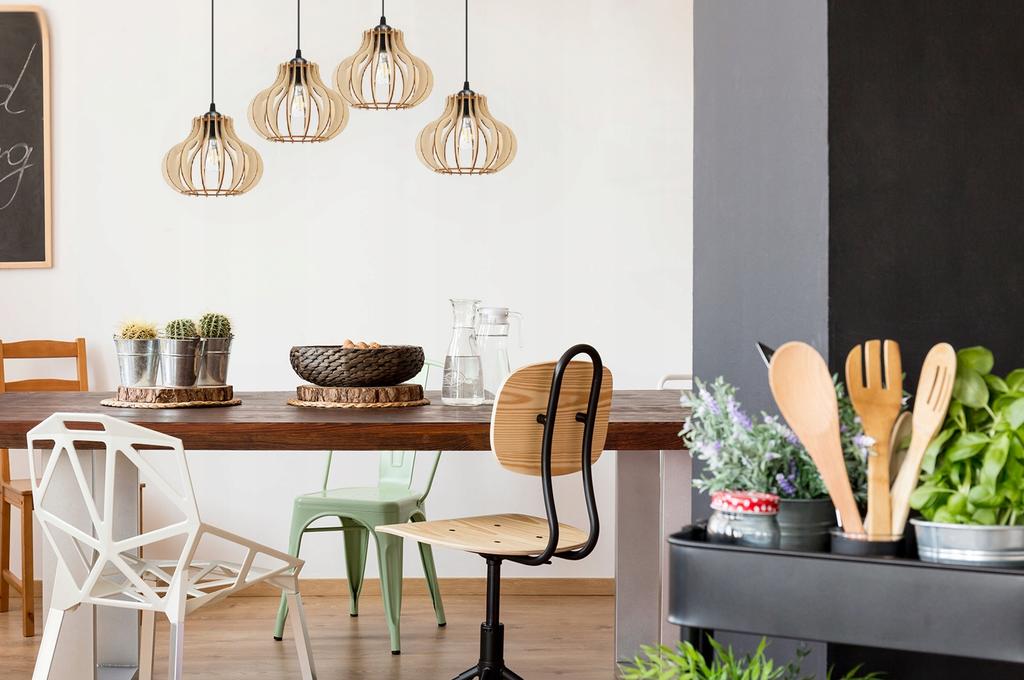 Hanging Lamp, Ceiling Chandelier, Wooden, Led Lampshade