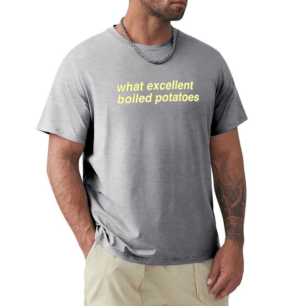 Pride & Prejudice - What Excellent Boiled Potatoes (Yellow) T-Shirt Plus Size Tops Plain Mens Graphic T-Shirts Pack