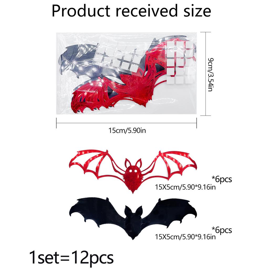 12Pcs/Set 3D Bat Halloween Wall Decor PVC DIY Home Decoration Sticker Party Supplies