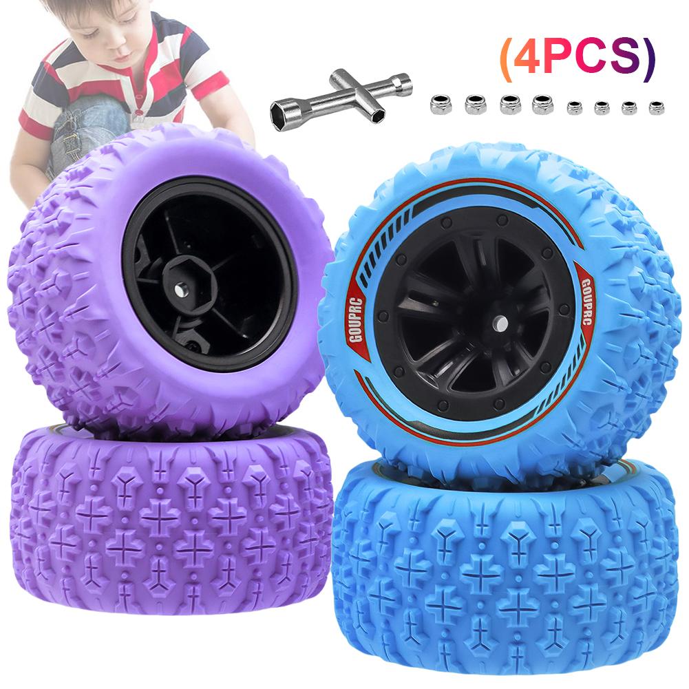 4Pcs 12mm Hex RC Wheel Tires Set Swamp Claw Mud Terrain Tires RC Wheels and Tires for 1/14 1/16 RC Car Crawler Truck Accessories