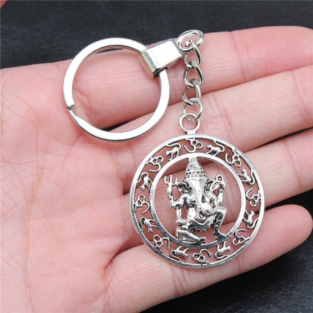 Elephant Horse Animal Duo Pendant Antique Bronze Metal Keychain with 30mm Ring for Students Hot Sale