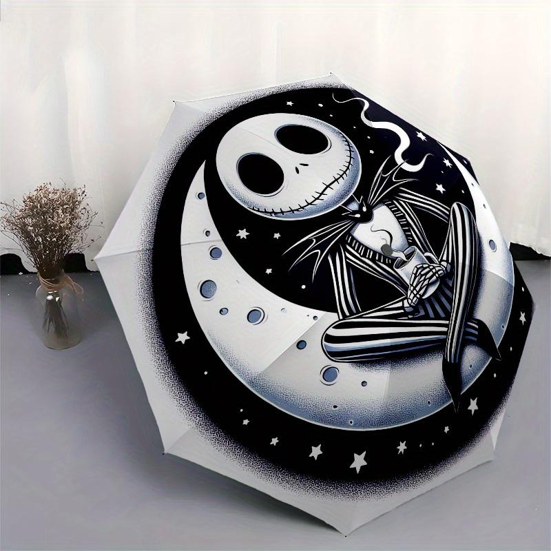 The Nightmare Before Christmas Themed Automatic Opening and Closing Folding Umbrella, Reinforced 8 Ribs, Compact Travel Design, Fashionable