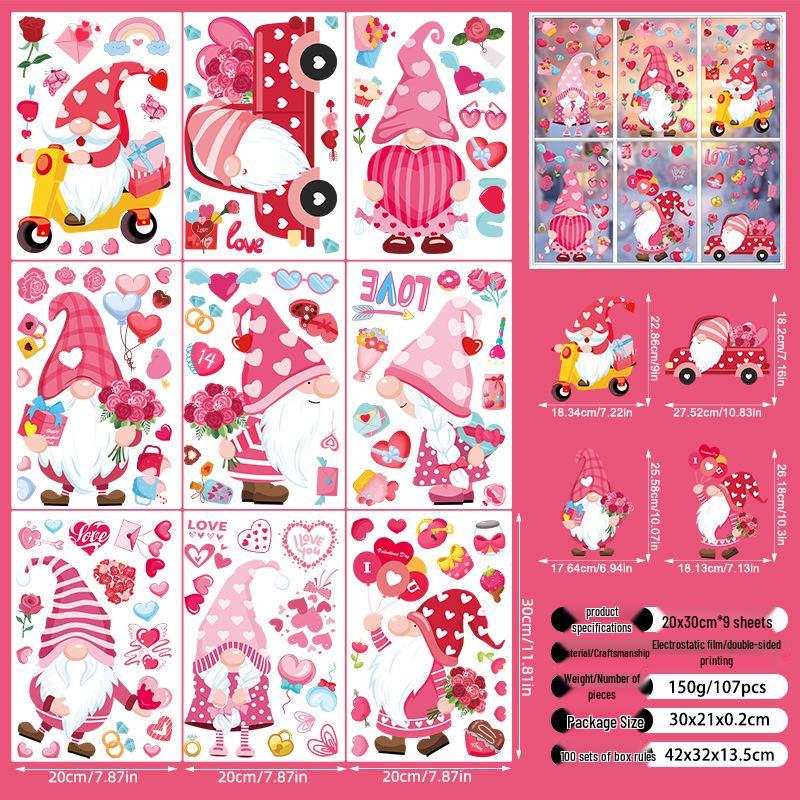 Valentine's Day 3D Heart Glass Stickers - Festive Window Decorations
