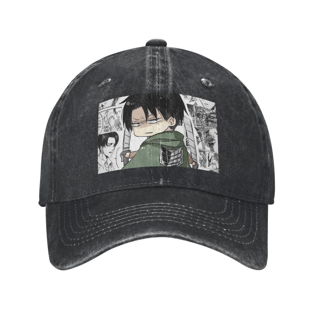 Levi AckerUnisex Attack on Titan Gewaschene Denim-Kappe Lässige Baseballkappen Verstellbarer Hut Sommer Unisex Baseballkappen