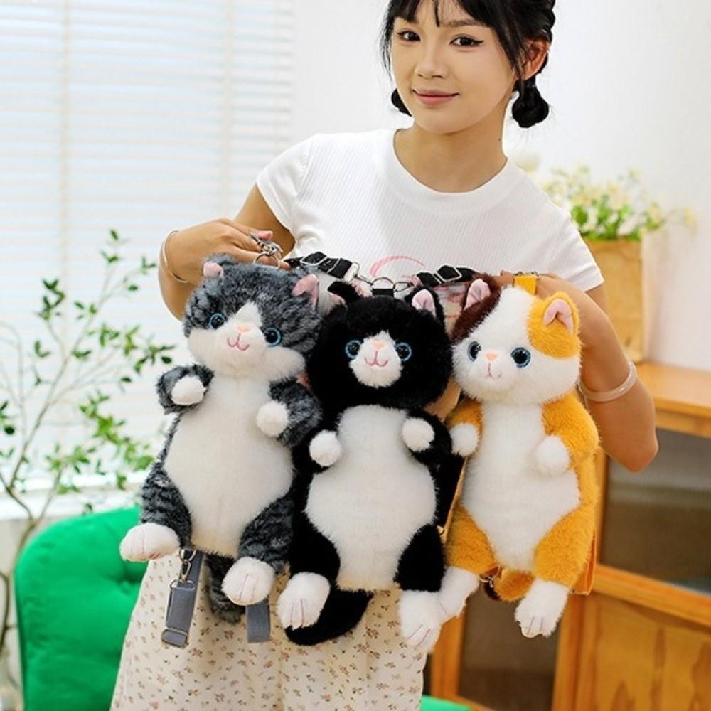 Soft Stuffed Animal Daypack Lovable Simulation Cat Bag Fashion Cat Plush Backpack  Kids