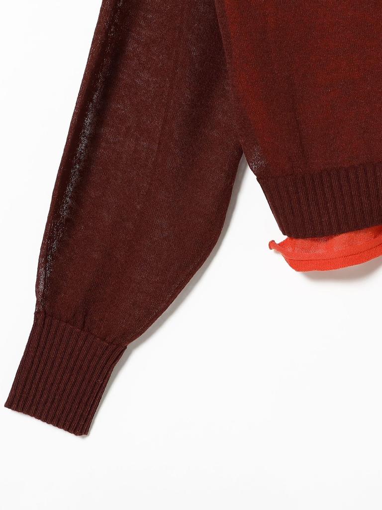 Beams Boy Long Sleeve Sheer Knit Wine Free Women's Back-to-Front Pullover,