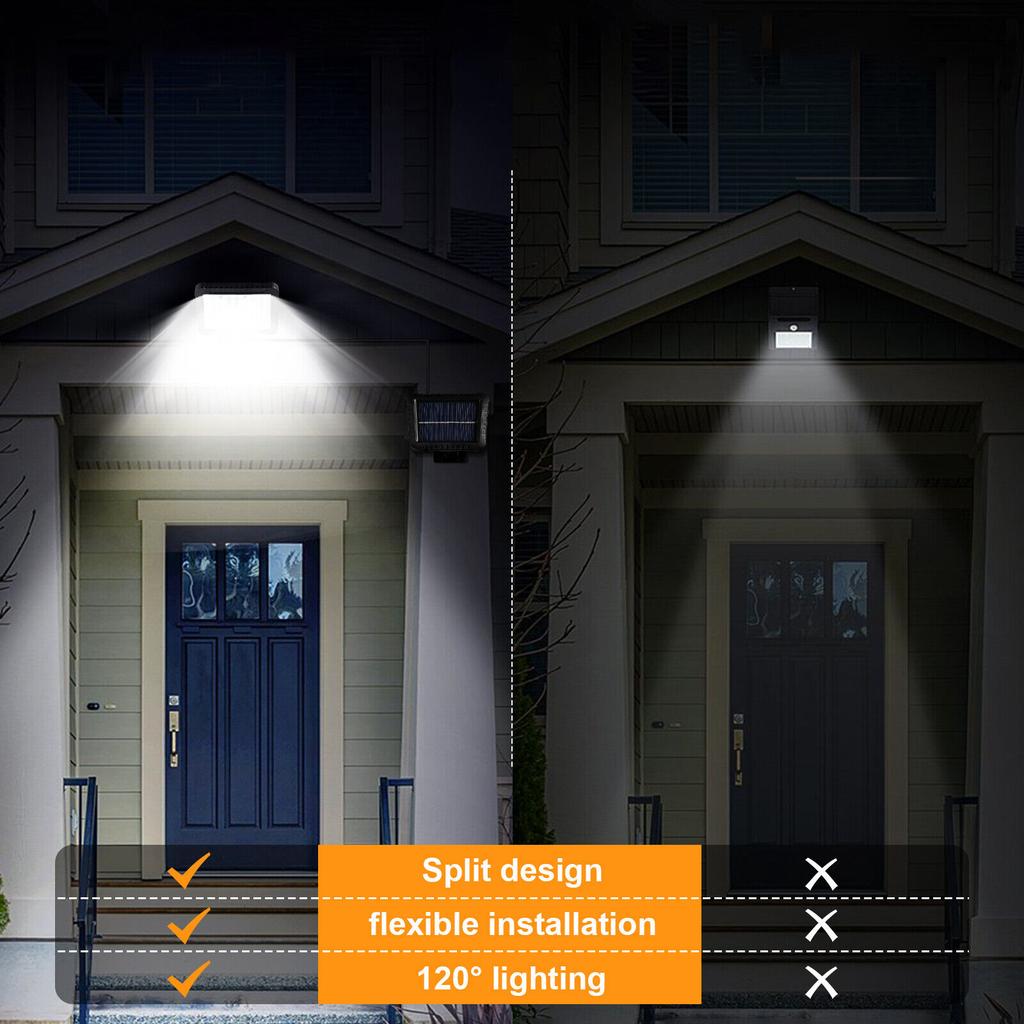 56led Solar Split Wall Lamp 3 Modes Motion Sensor Street Lights For Paths Courtyards Gardens Garages
