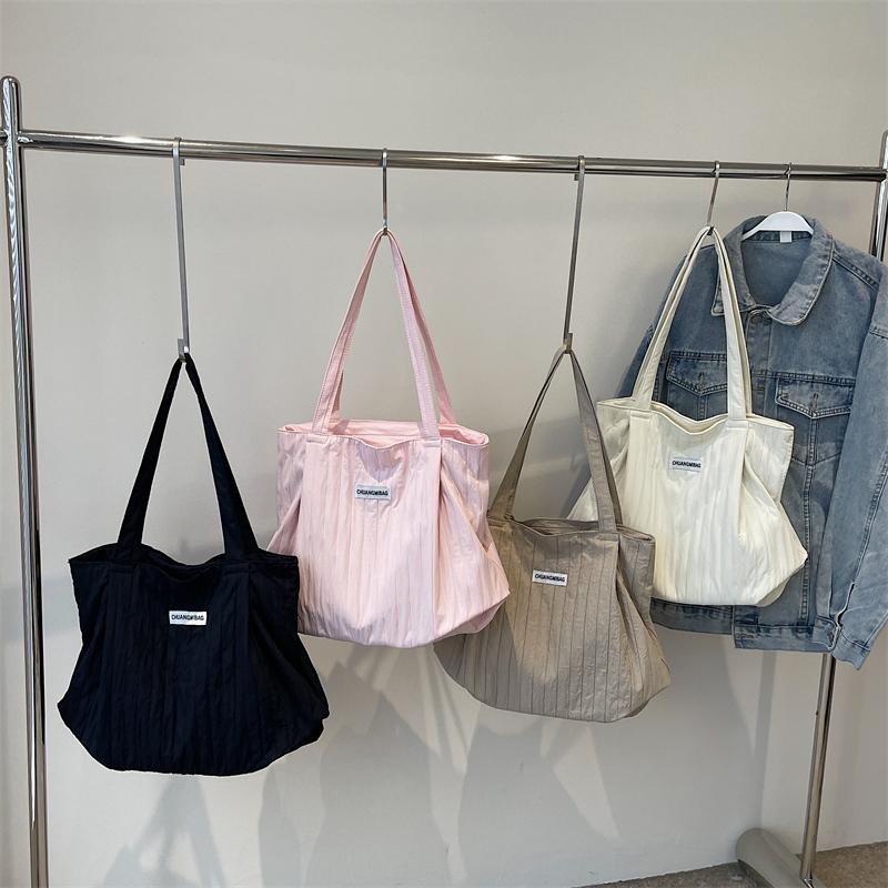 Shoulder Bag Women's Large Capacity Pleated Solid Color Tote Bag