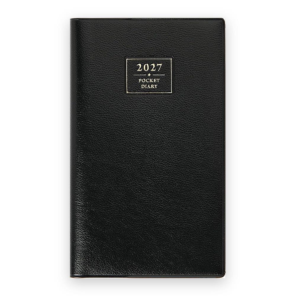 Planner Takahashi Shoten New Diary Alpha 2027 Weekly Left Monthly Horizontal Leather-Look Pen Holder - Black