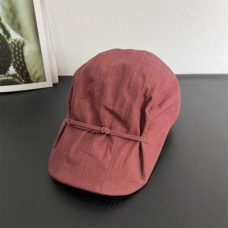Retro versatile quick-drying pleated duck tongue forward hat women's spring and summer sunscreen, sunshade, small strap hat tide