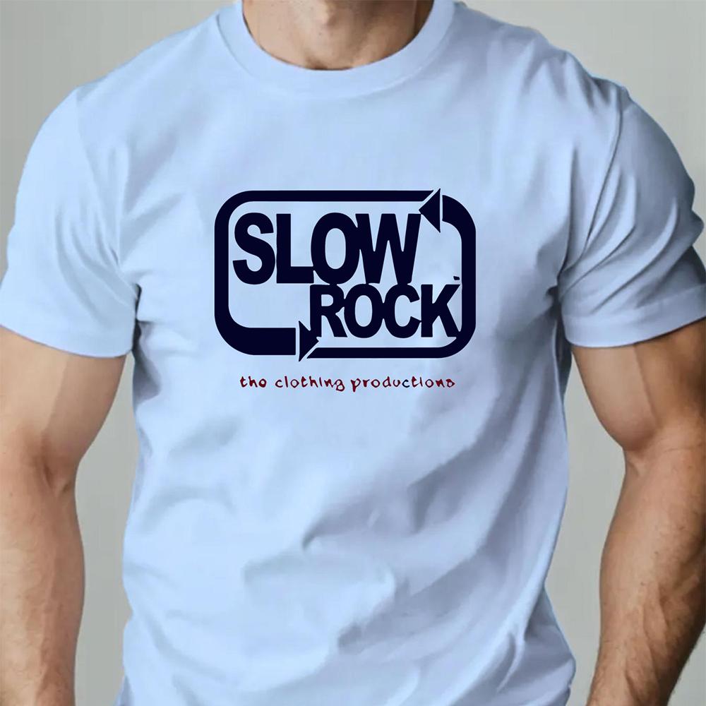 Men's T Shirt Slowrockk Pattern Printed Summer Fashion Leisure Breathable Men Round Neck T-shirt High Quality Men's Clothing