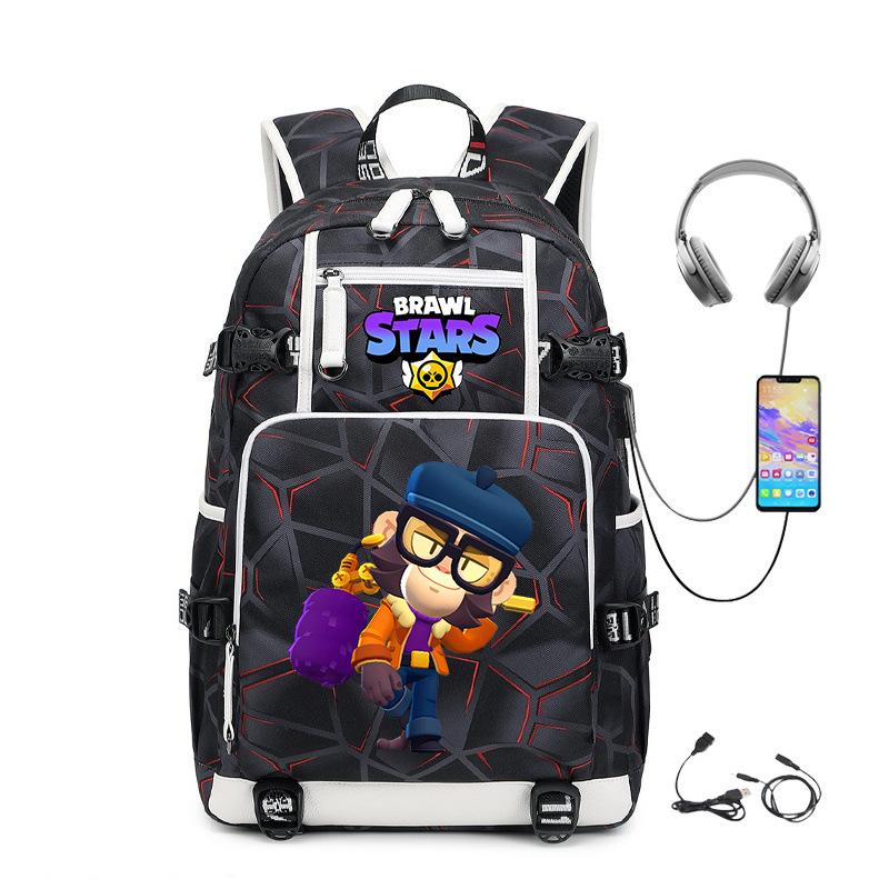 Brawl Stars Peripheral With Usb Backpack Student Outdoor Travel Large Capacity Mountaineering Bag