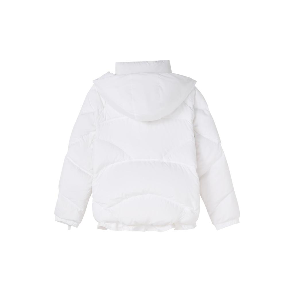 Fila Logo Solid Color Hooded Warm Down Jacket Women Outerwear White F11W149902F-WT