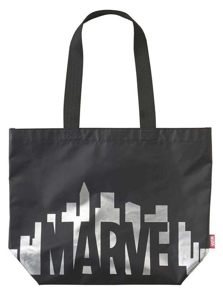 Marushin Tote Bag with Marvel H33 x W44 x D15cm 60cm Back Pocket H19 x Water Product 2505027500 Logo, (Handle / = W20cm), Silver, Code