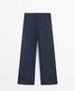 Masimodutti Linen Blend Wide Leg Denim Pants