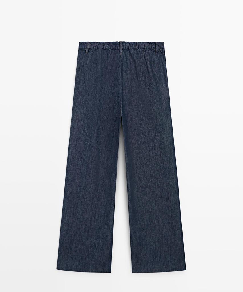 Masimodutti Linen Blend Wide Leg Denim Pants