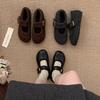 Retro velvet Birkenstocks warm fluffy shoes with Mary Jane shoes cotton shoes