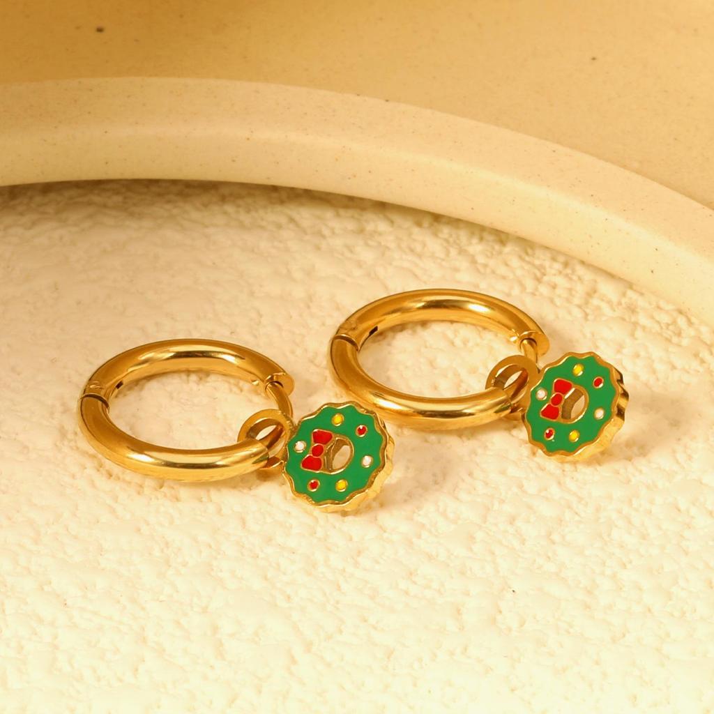 Stilvolle Weihnachtsbäumchen- und Glocken-Ohrstecker - Niedliche Edelstahl-Ohrklemmen