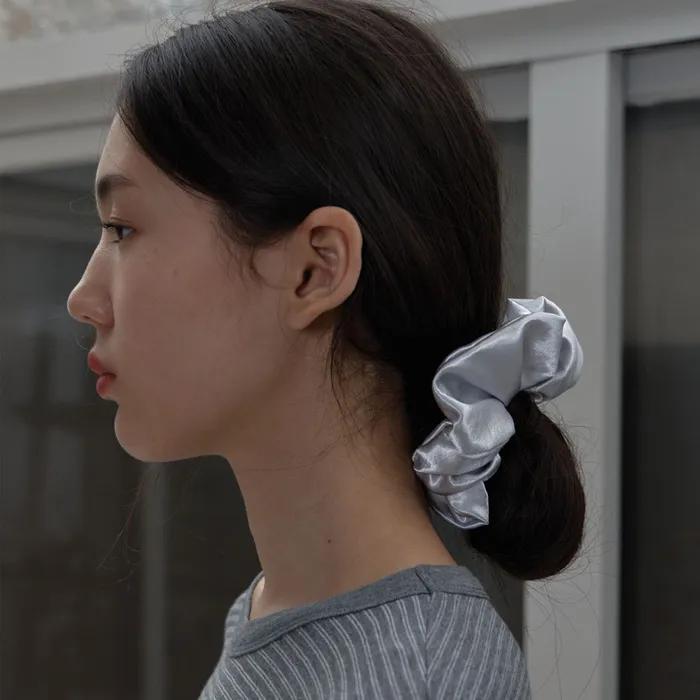 Silky Satin Scrunchie (Silver)