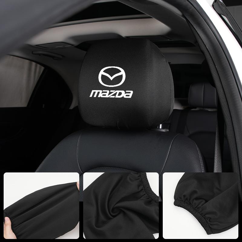 Car Black Seat Cover Headgear Headrest Covers Decoration For Mazda 6 3 CX5 5 2 323 CX7 Demio Atenza Axela MX30 CX30 CX3 CX9 MX5
