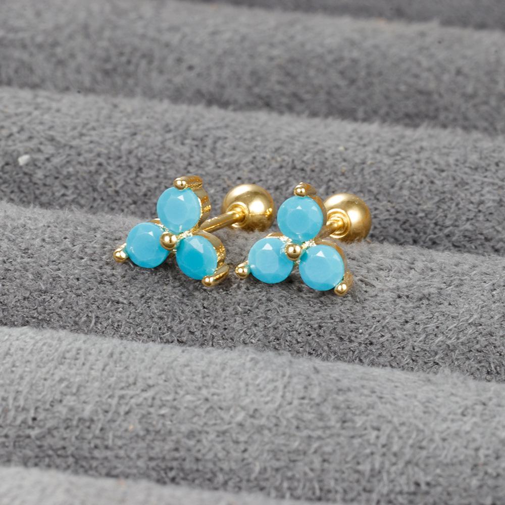 Korean Earrings Geometric Triangle Color Piercing Ear Stud Ximang Seller in Europe and America Mini Bone Studs Simple
