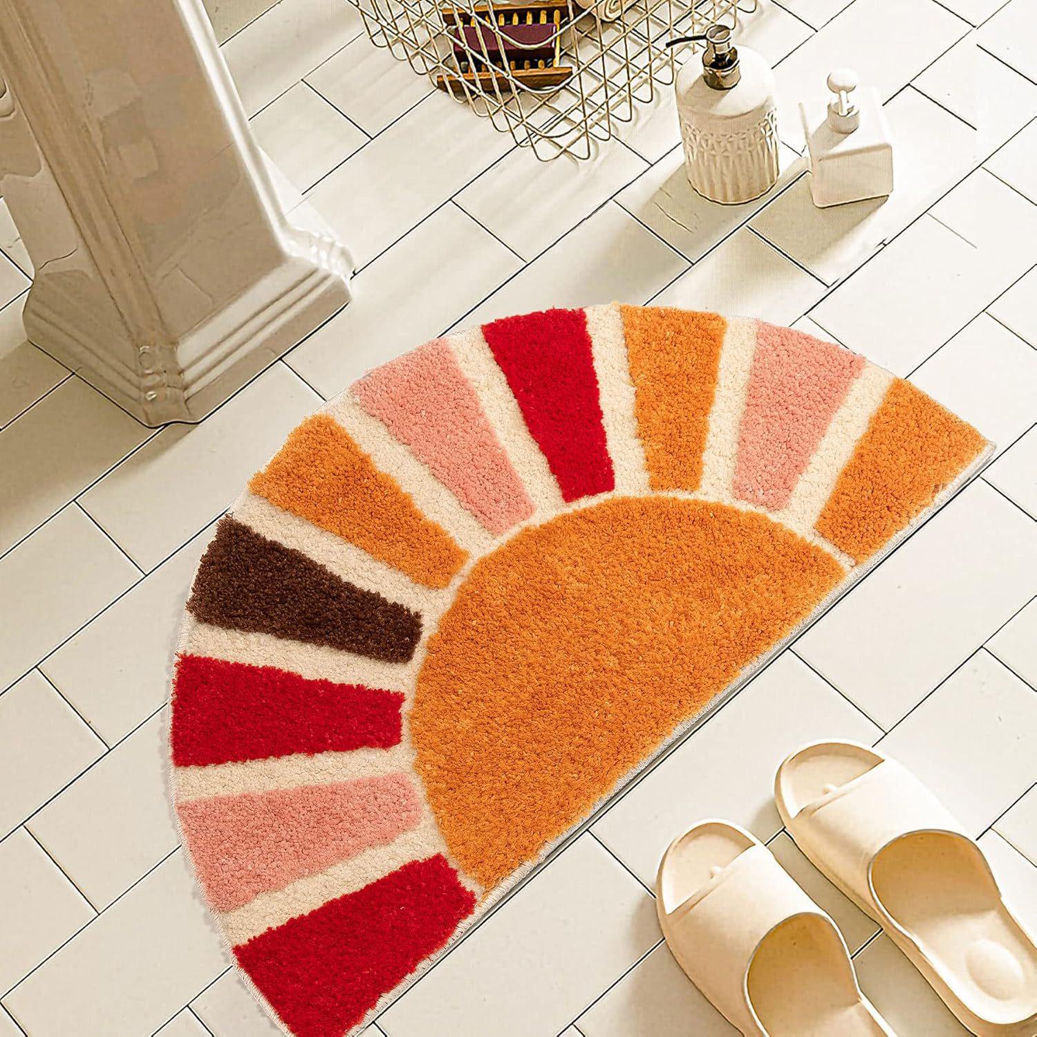 

Ins Style Semicircle Rainbow Imitation Cashmere Quick-Drying Bathroom Foot Mat 40*60cm
